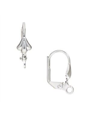 Silver Plated Leverback Shell Ear Hooks Earring Findings 10 pcs
